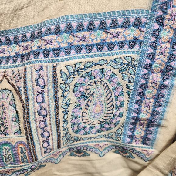 Etro Wool-Blend Cape Shawl Cream Open Front One Size - Picture 2 of 10